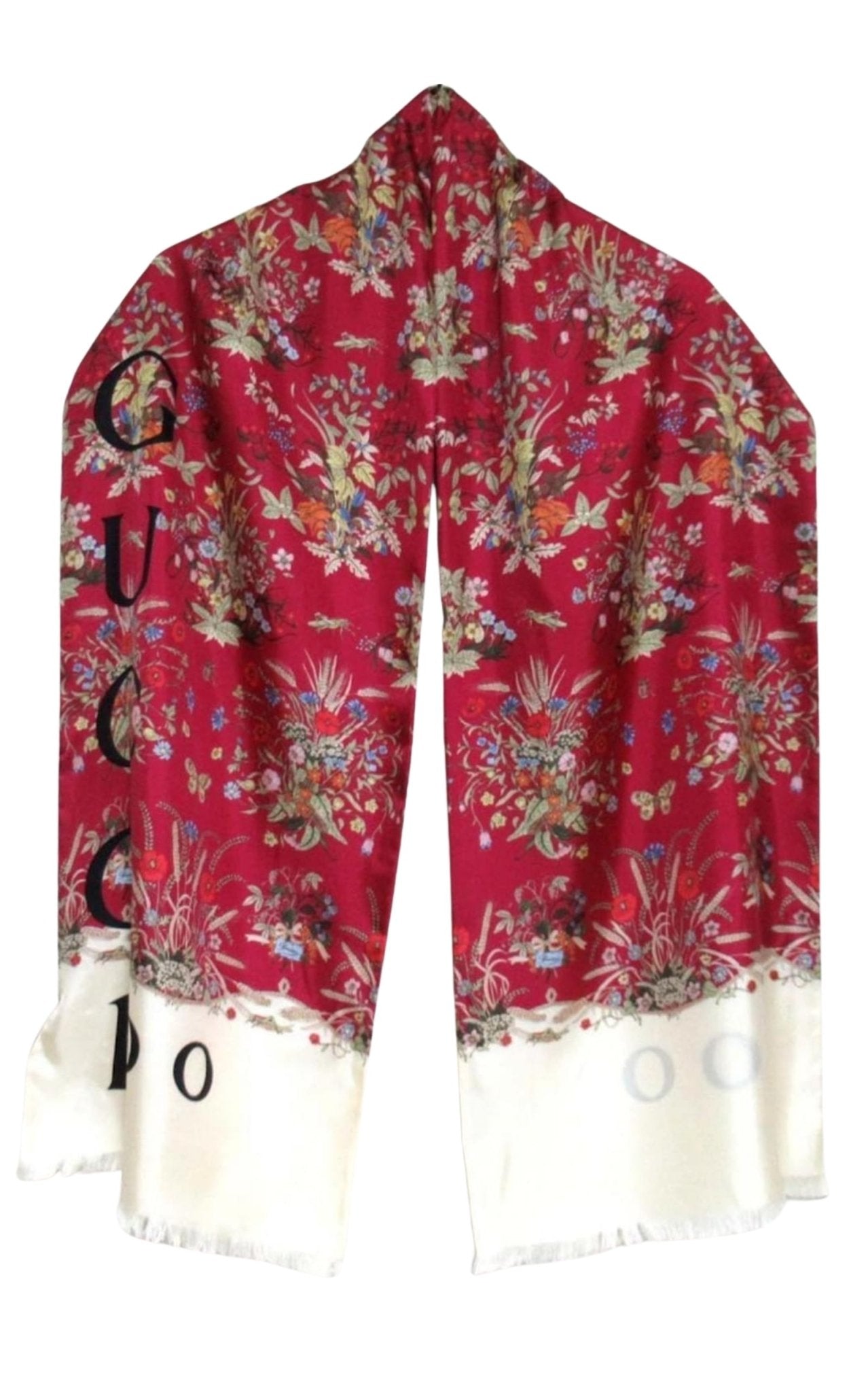 Gucci 100th Anniversary Floral Silk Scarf Burgundy - Runway Catalog