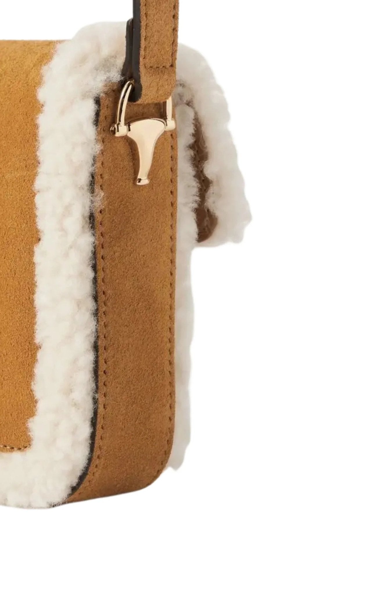 Gucci 1955 Horsebit Suede Tote Bag with Shearling - Trim - Runway Catalog