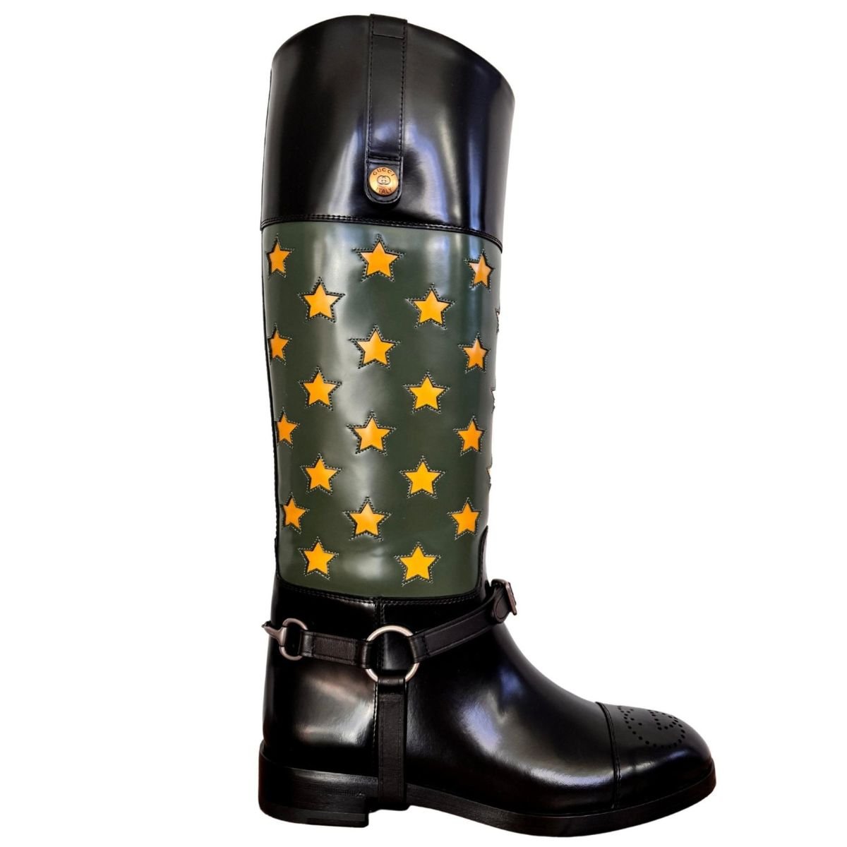 Gucci Abstract Art Pop Leather Riding Boot - Runway Catalog