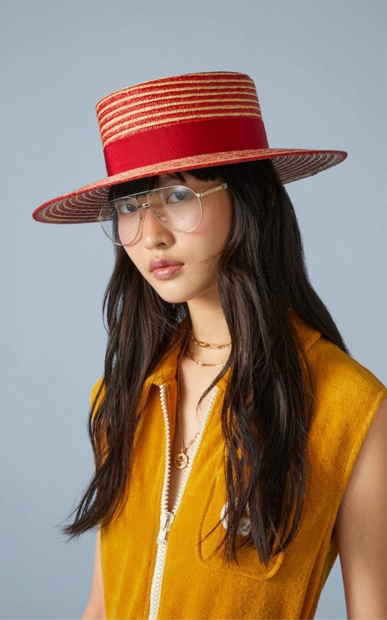 Gucci Alvy Red Striped Straw Hat - Runway Catalog