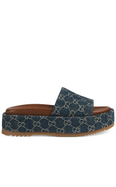 denim platform slides gucci jean sandals