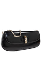 Gucci Bamboo Night small black shiny leather shoulder bag with bamboo closure and chain strap