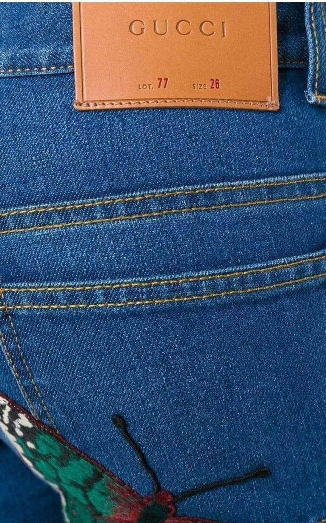 Gucci Bee & Butterfly Patches Jeans