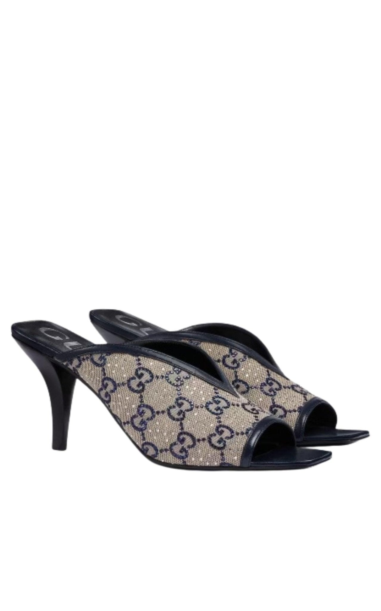 Gucci Beige GG Supreme Canvas Crystal Embellishment Mules – Runway