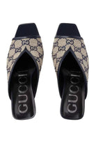 Gucci Beige GG Supreme Canvas Crystal Embellishment Mules - Runway Catalog