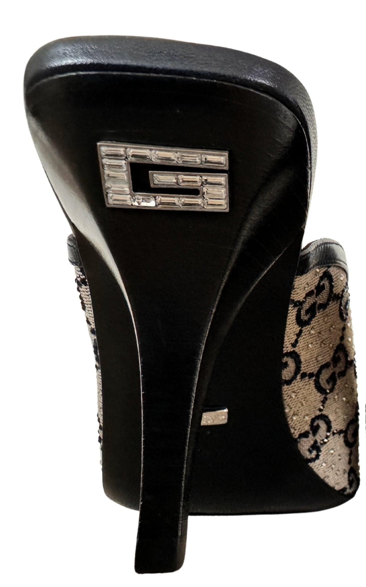 Gucci Beige GG Supreme Canvas Crystal Embellishment Mules - Runway Catalog