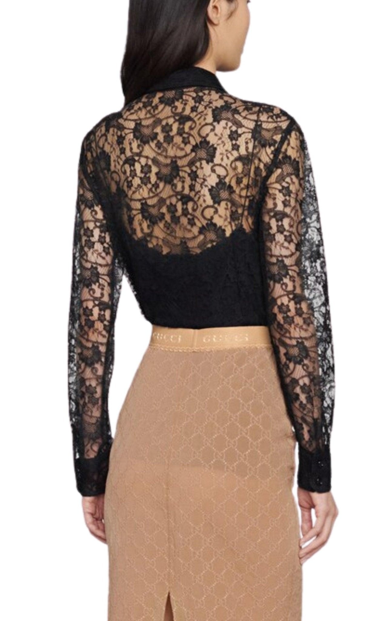Gucci Black Lace Floral Motif Shirt – Runway Catalog