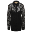 Gucci Black Lace Floral Motif Shirt - Runway Catalog