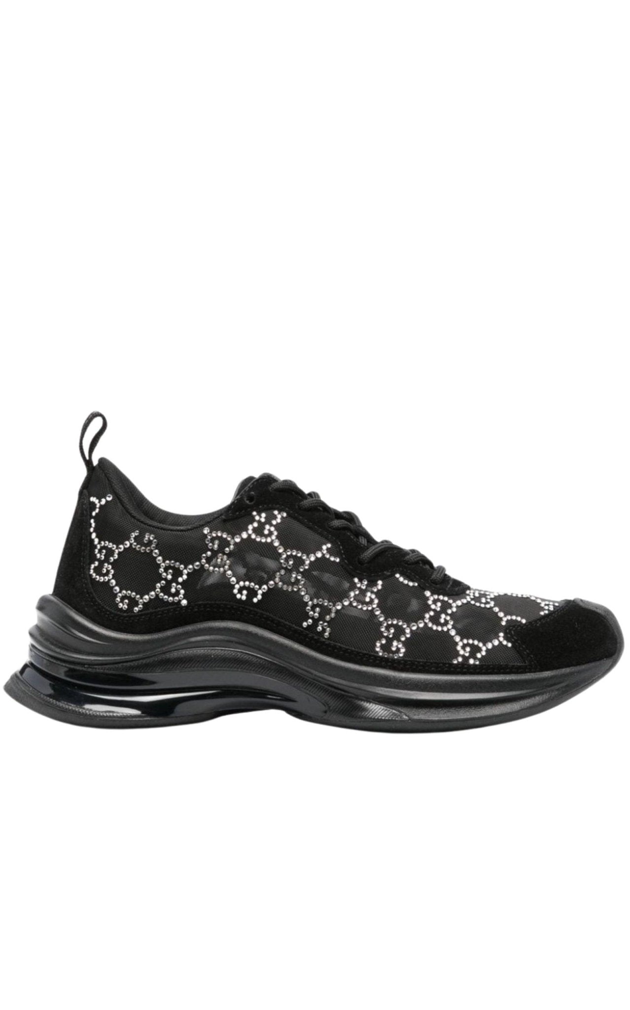 GUCCI パンプス GGマーモント ラインストーンスエード レザー黒 Gucci Black Mesh Runners with Crystals