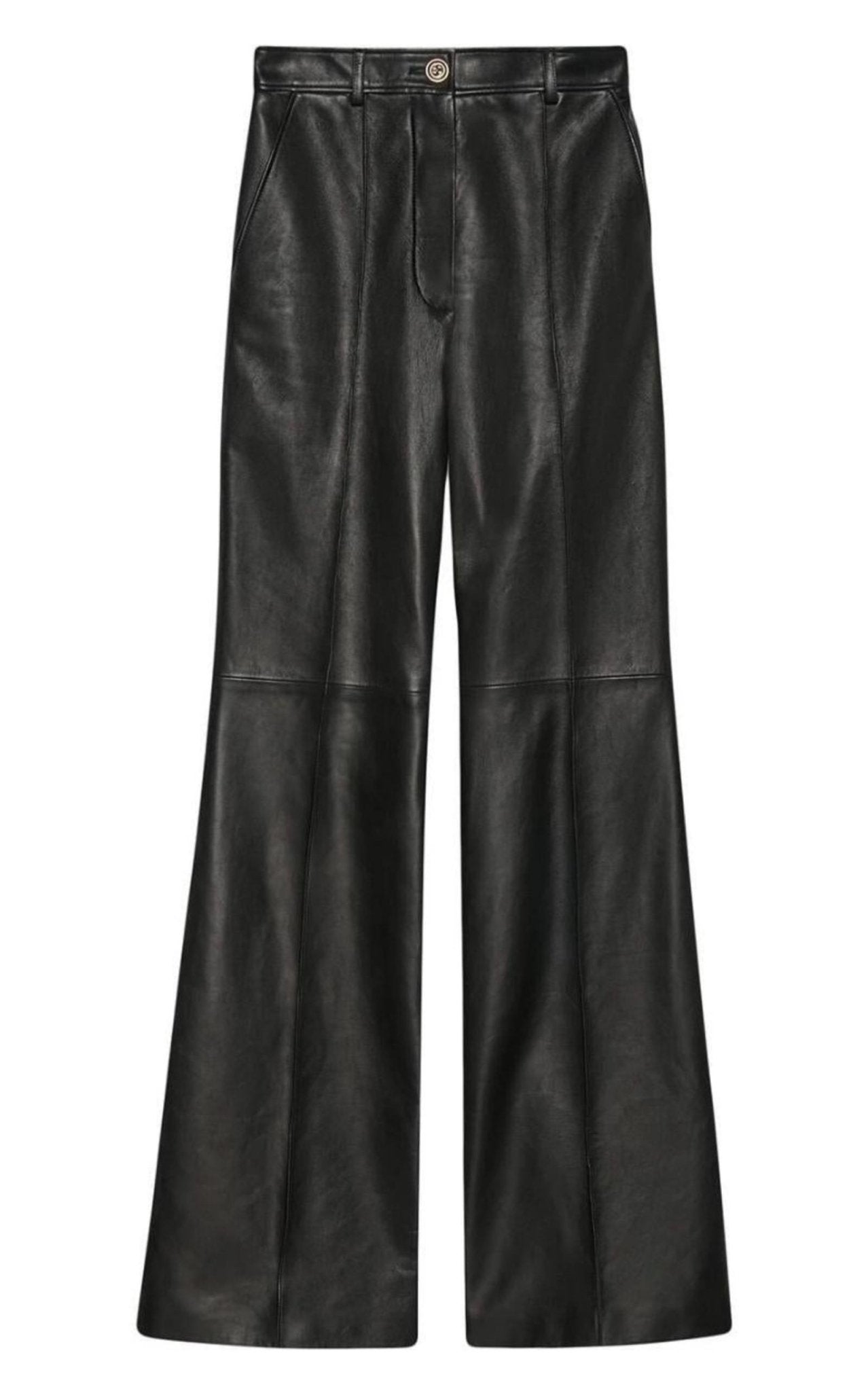 Gucci Black Plonge Leather Flare Trousers - Runway Catalog
