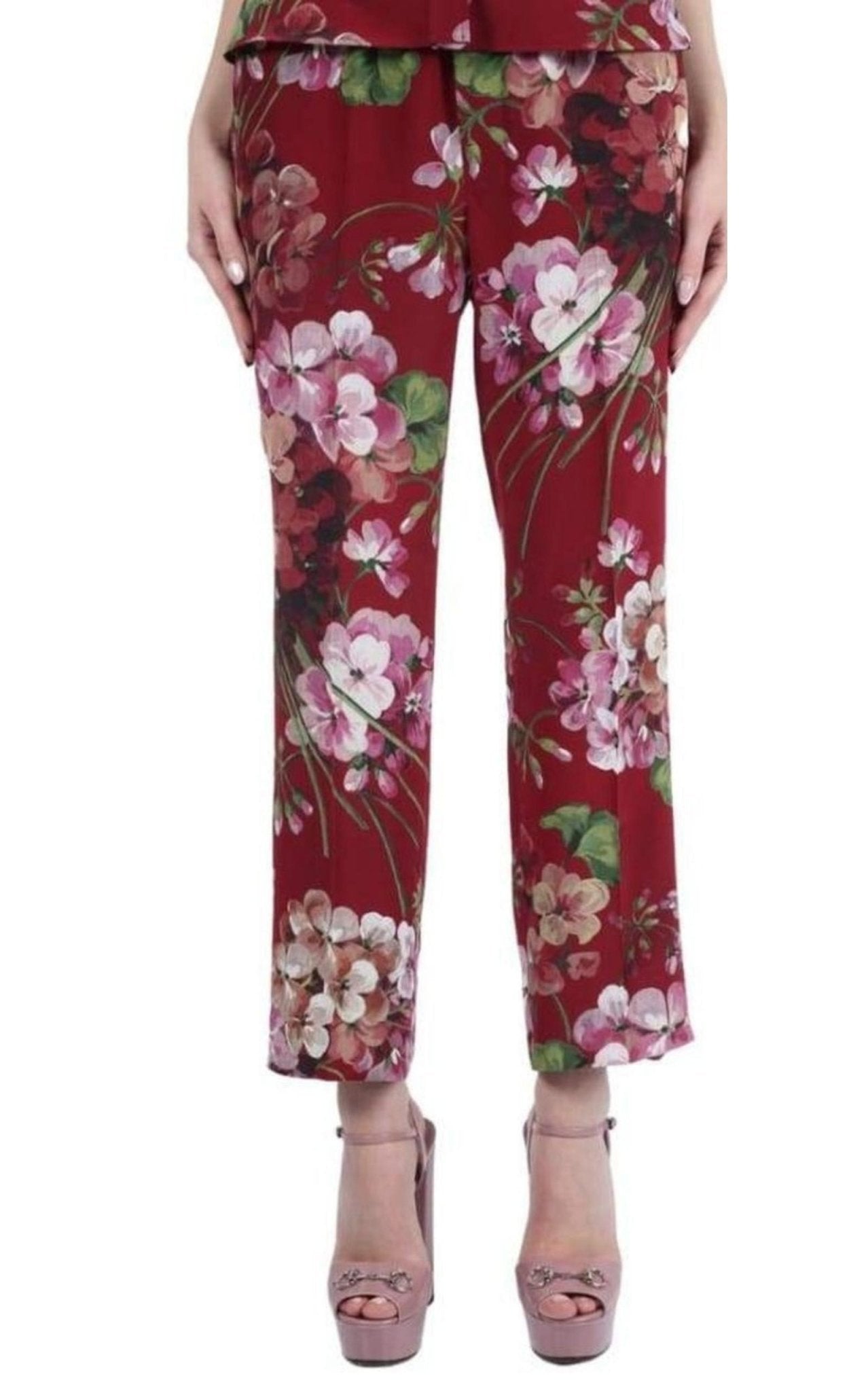 Gucci Blooms Print Silk Pyjama Pants in Burgundy - Runway Catalog