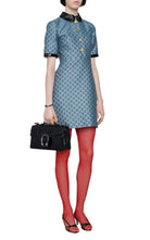 Gucci Blue GG Lamé Dress With Detachable Collar - Runway Catalog