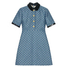 Gucci Blue GG Lamé Dress With Detachable Collar - Runway Catalog