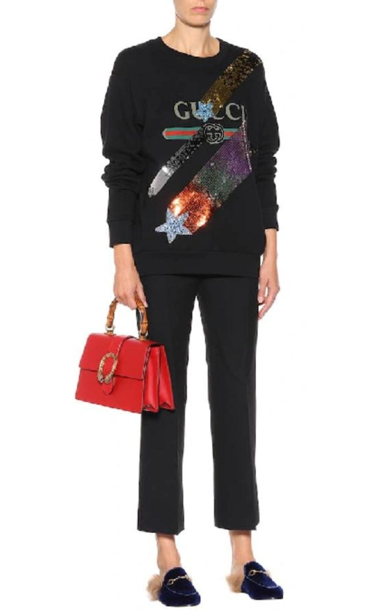 Gucci Blue Velvet & Fur Princetown Slippers - Runway Catalog