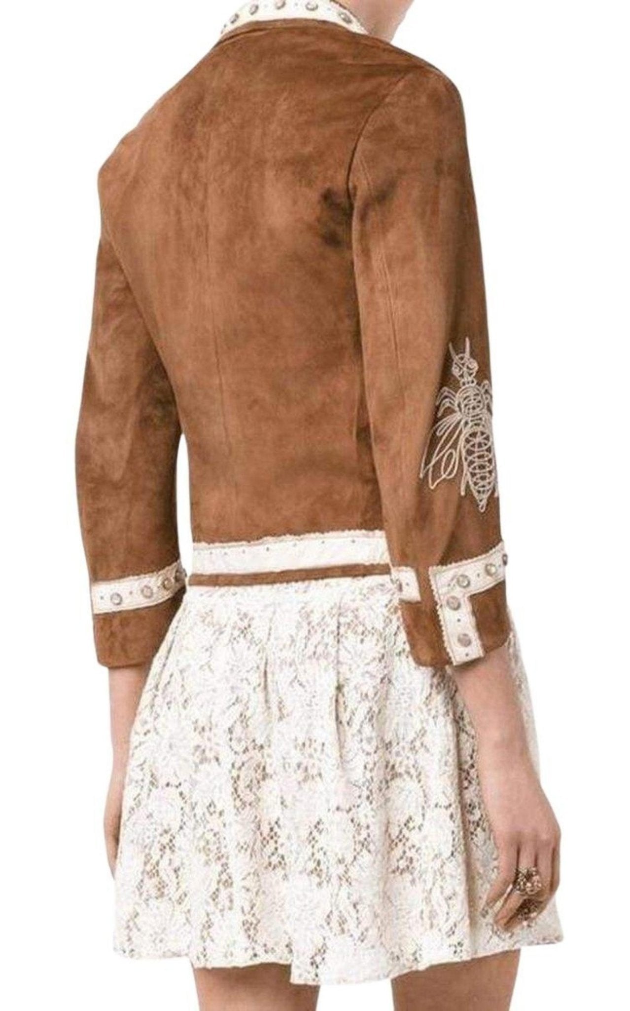 Gucci Brown Suede Embroidered Jacket - Runway Catalog