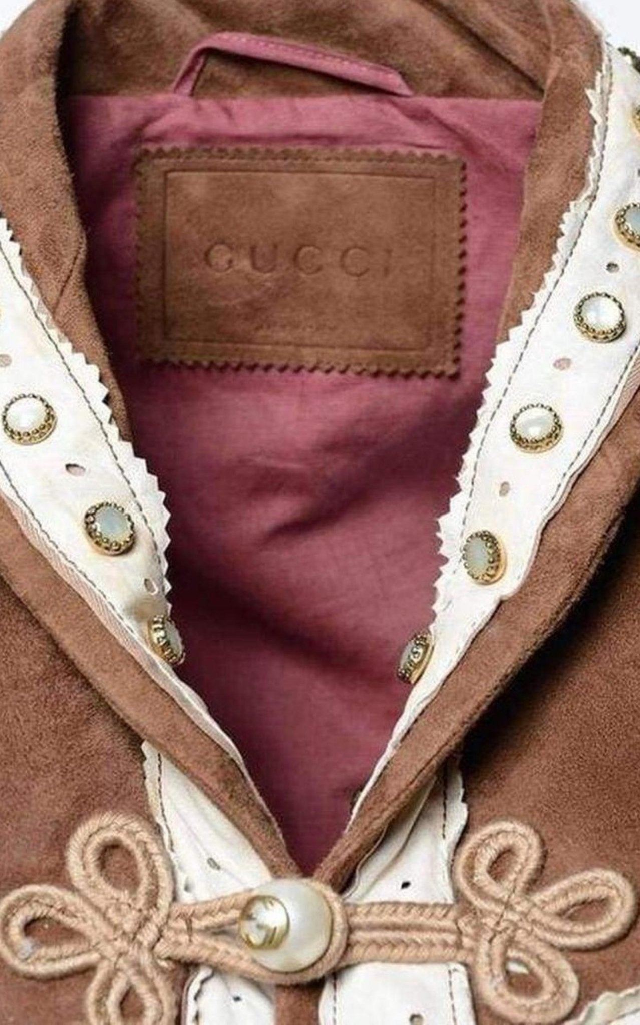 Gucci Brown Suede Embroidered Jacket - Runway Catalog