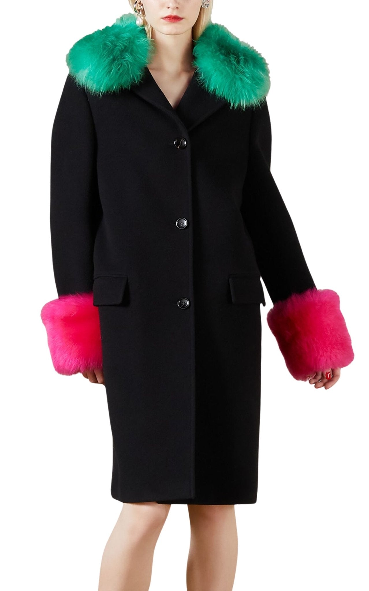 Gucci Cashmere Wool Coat with Shearling - collar - Runway Catalog