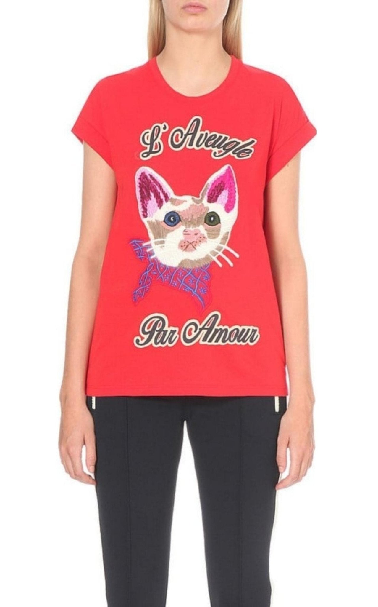 Gucci Cat Embroidered Cotton T-shirt