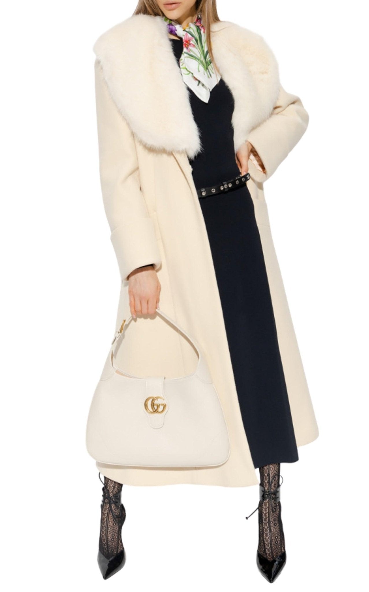 Gucci Cosmogonie Belted Faux Fur-Trimmed Wool-Blend Coat