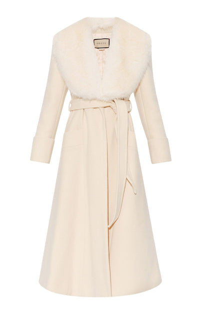 Gucci Cosmogonie Belted Faux Fur - Trimmed Wool - Blend Coat - Runway Catalog