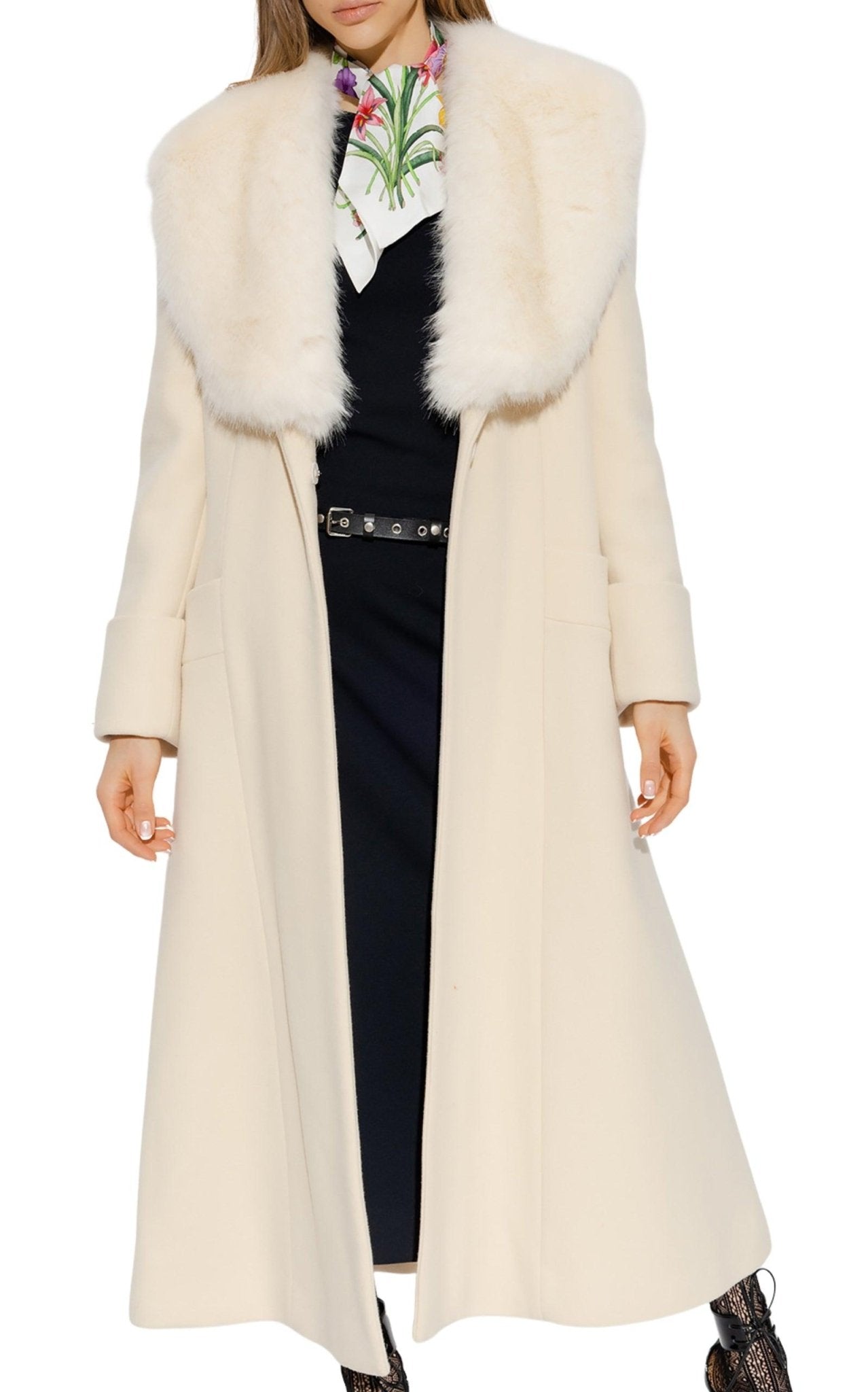 Gucci Cosmogonie Belted Faux Fur-Trimmed Wool-Blend Coat