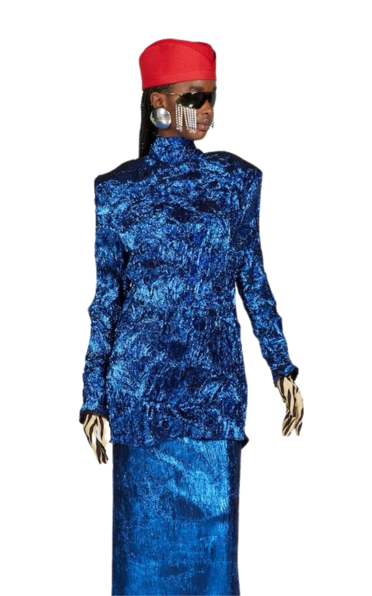 Gucci Crinkle Lurex Shiny Azure Shirt - Runway Catalog