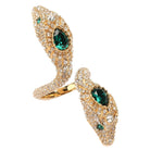 Gucci crystal cubic zirconia snake statement ring gold tone