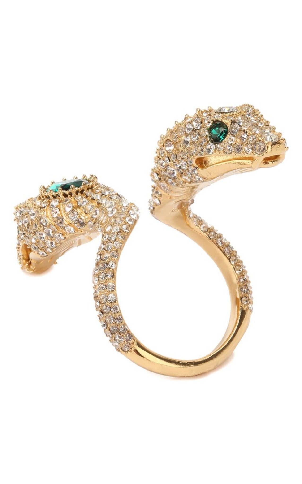 Gucci crystal cubic zirconia snake statement ring gold tone