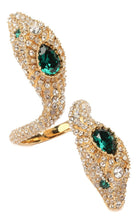 Gucci crystal cubic zirconia snake statement ring gold tone