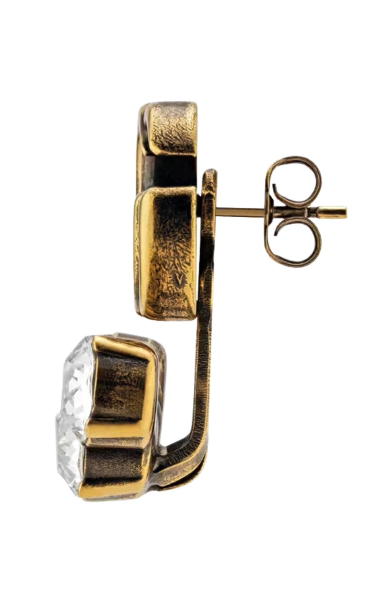 Gucci Crystal Double G Gold Single Earring