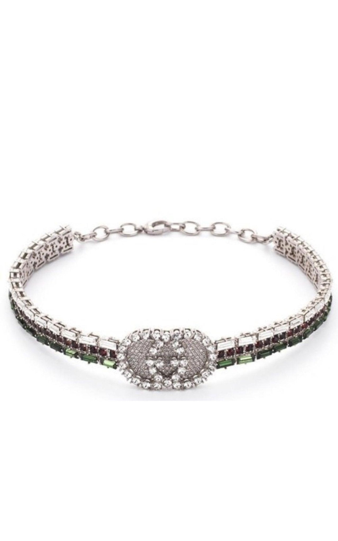 GUCCI GG総柄 ラメツイード ワンピース パテントレザー切替 Gチャーム Gucci Crystal-embellished Tennis Gg Choker