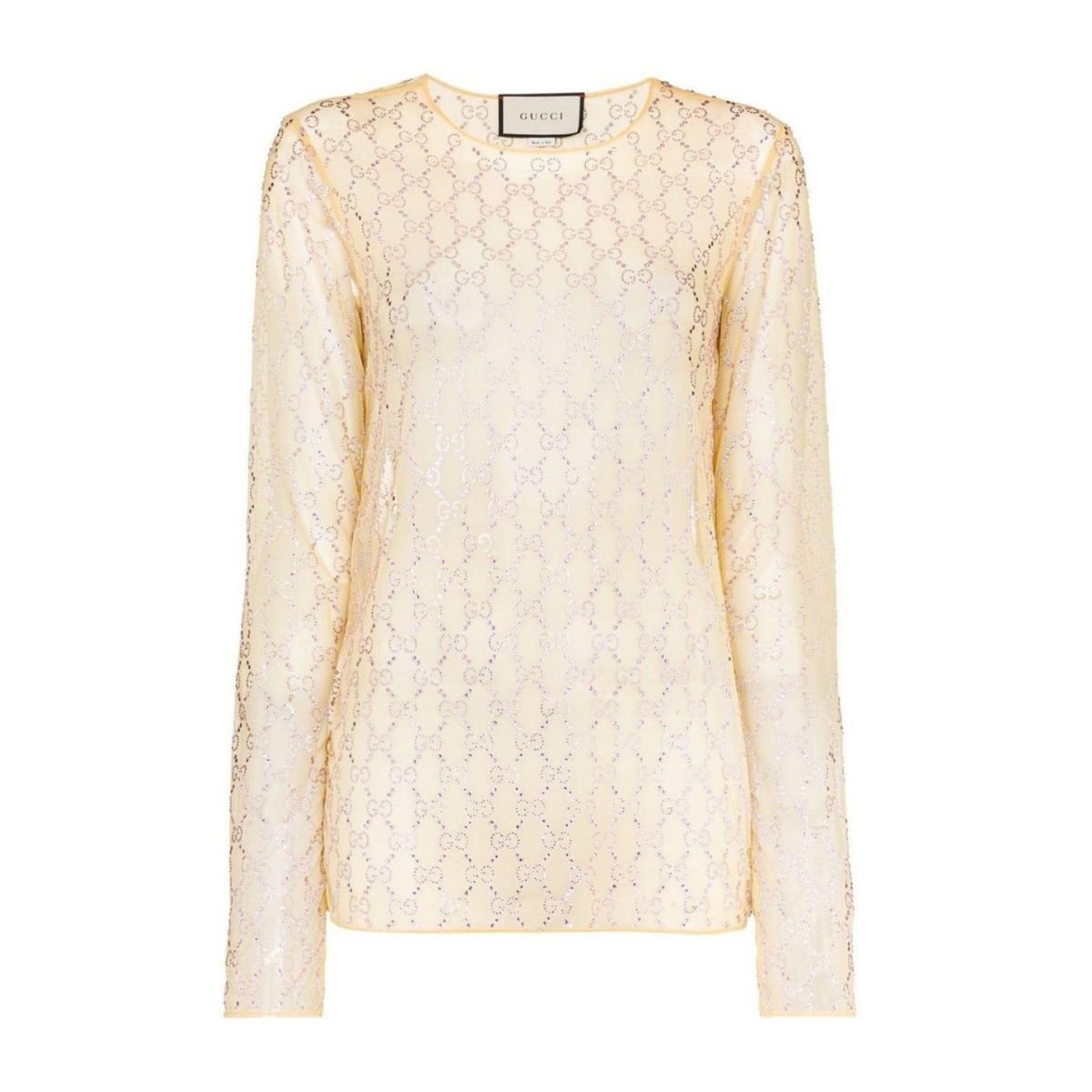 Gucci Crystal Embroidered Sheer Tulle Top