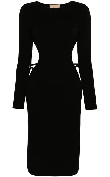 Gucci Crystal G Cutout Dress in Black