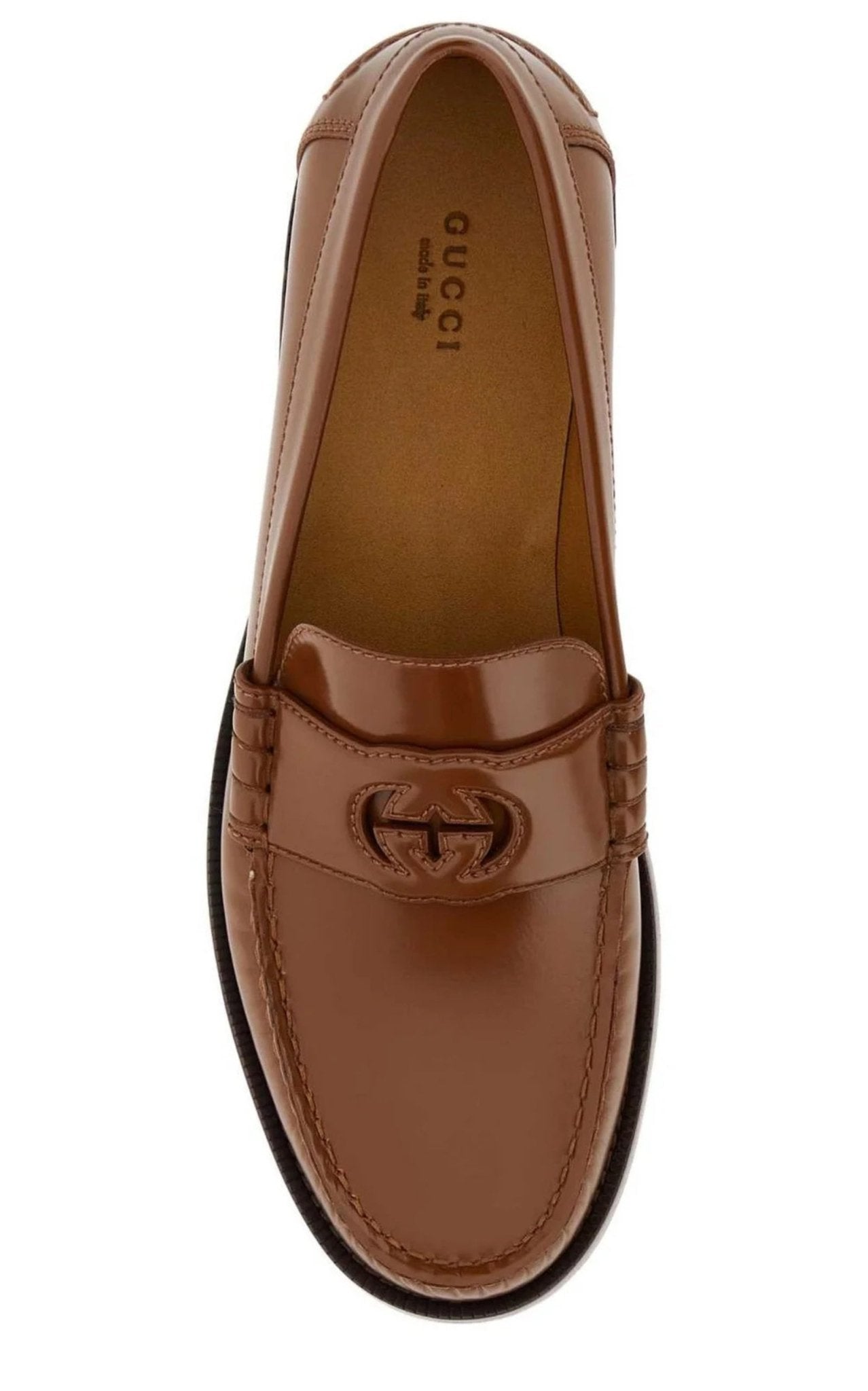 Gucci Cut-out GG Loafers in Brown
