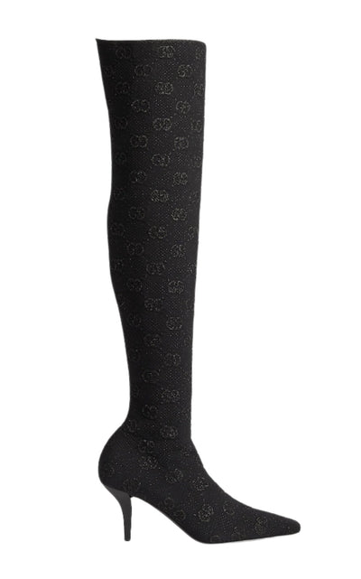 Gucci Demi Shimmer GG Over - The - Knee Boots - Runway Catalog
