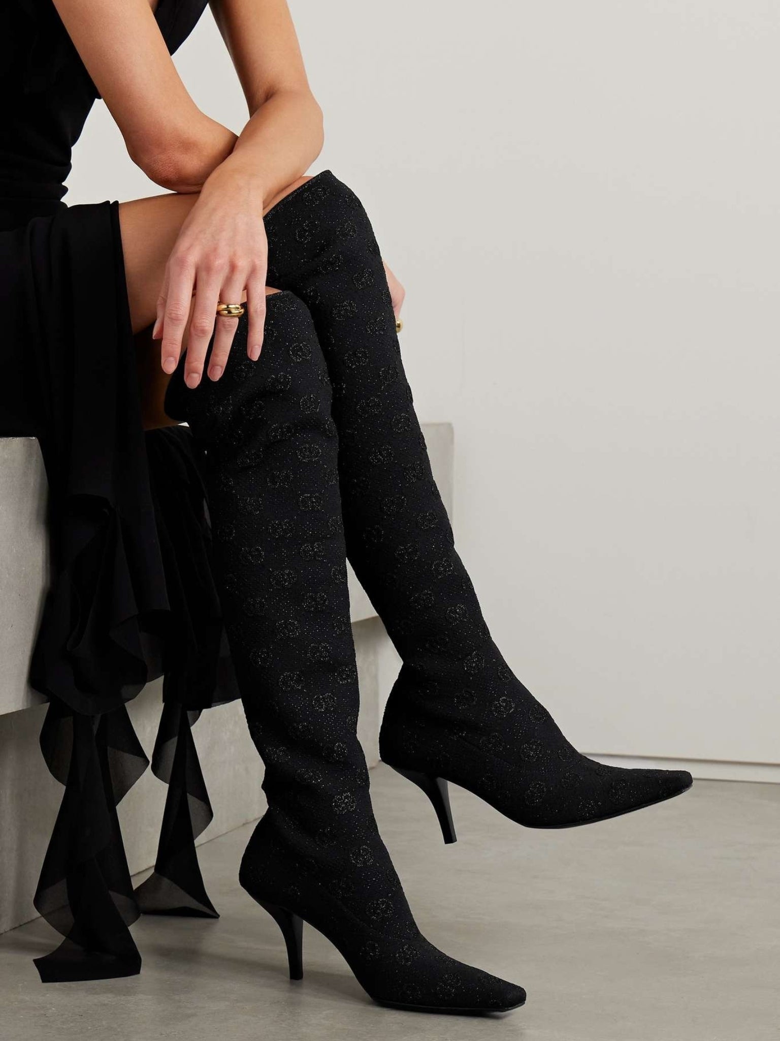 Gucci Demi Shimmer GG Over-The-Knee Tall Boots