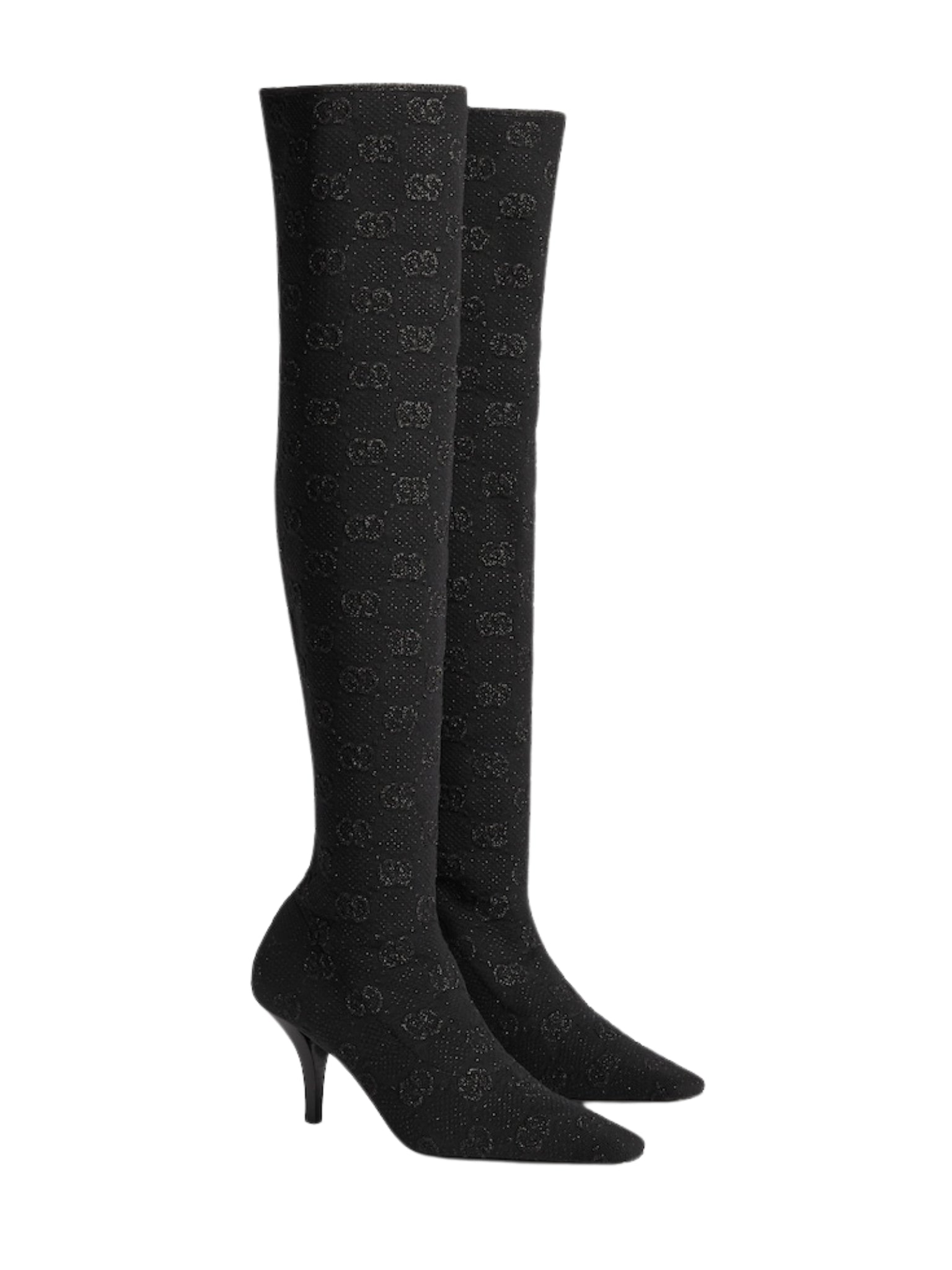 Gucci Demi Shimmer GG Over - The - Knee Boots - Runway Catalog