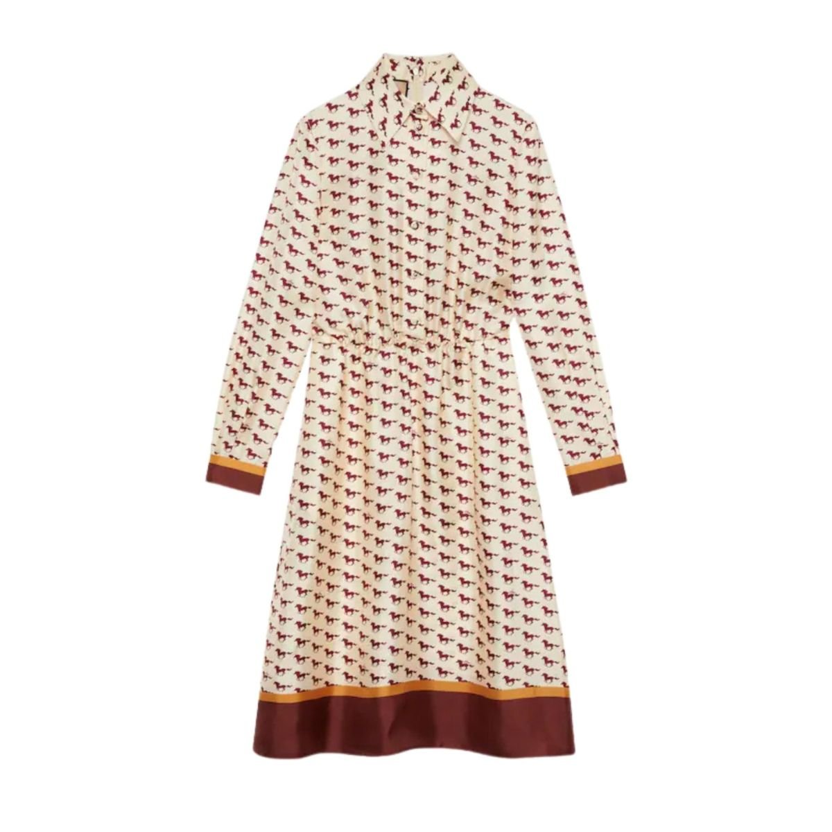 Gucci Diagonal Horses Print Silk Dress - Runway Catalog
