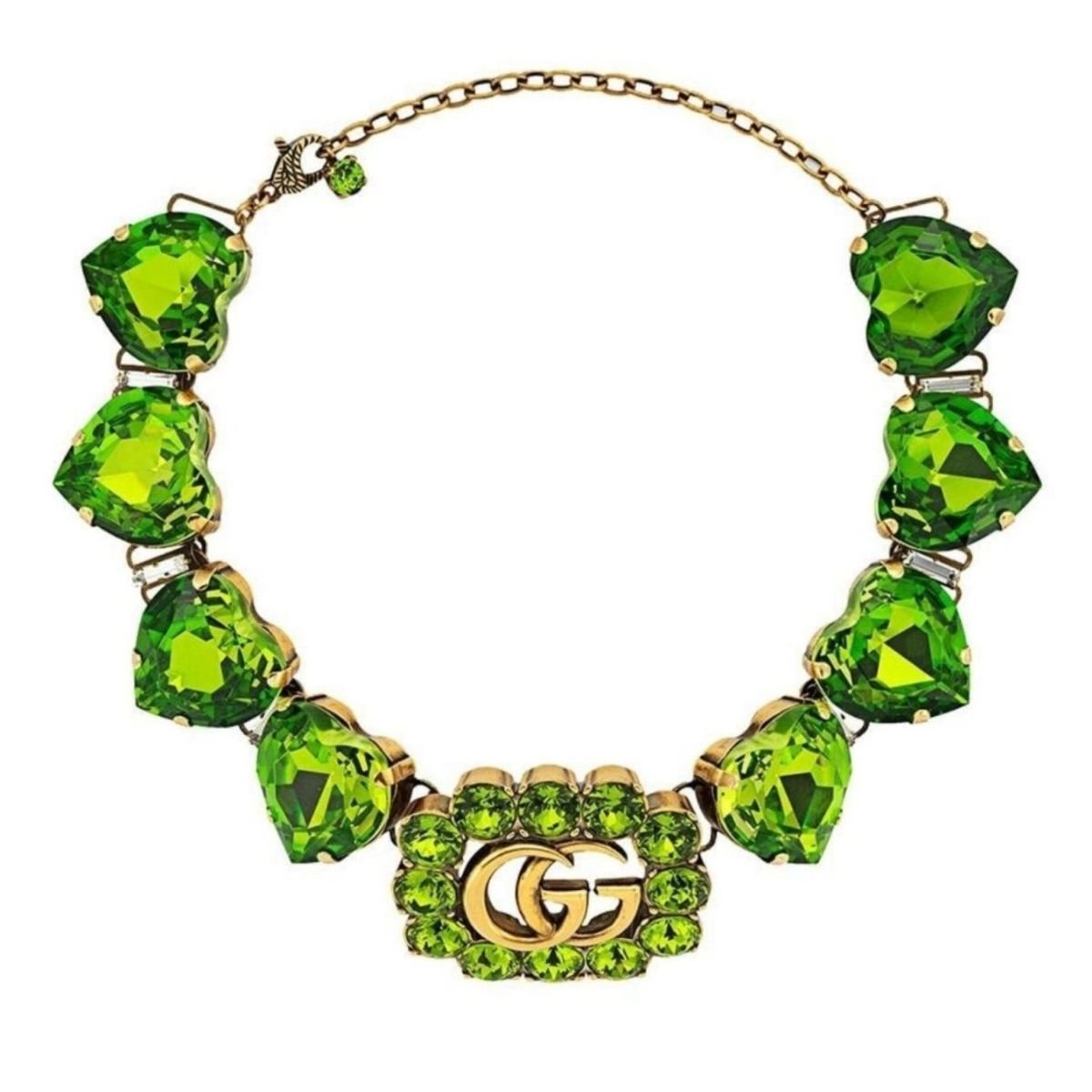 Gucci Double G Heart-crystal Necklace