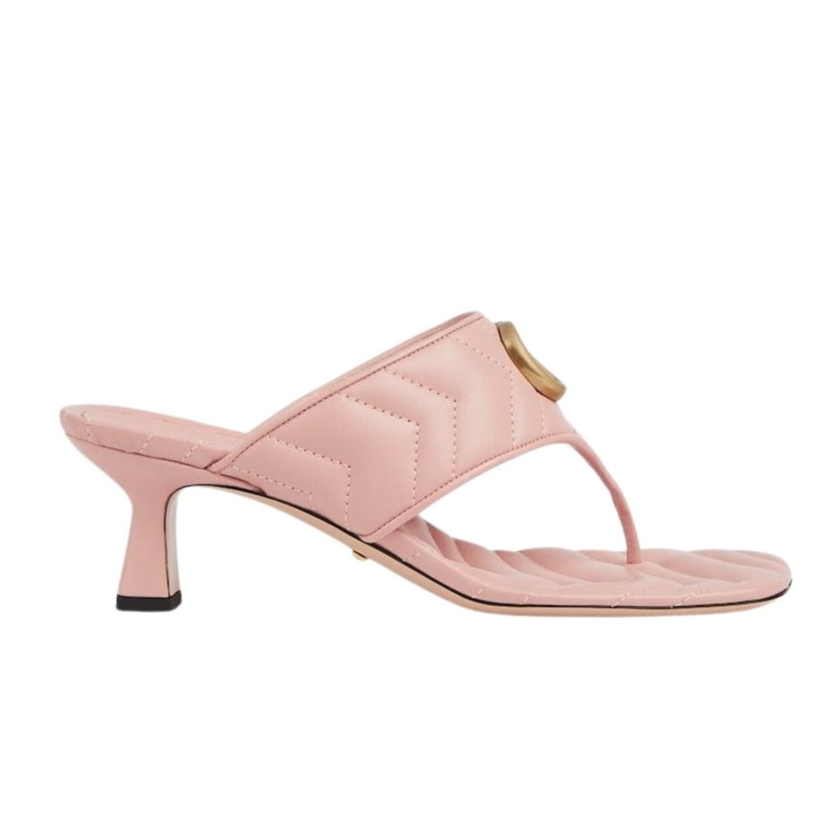 Gucci Double-G Thong Marmont Leather Sandal in Pink