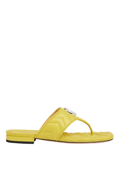 Gucci Double G Yellow Leather Sandals - Runway Catalog