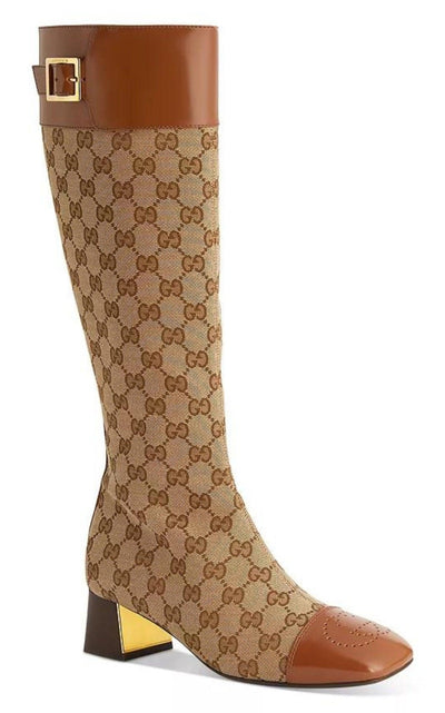 Gucci Ellis GG - Monogram Canvas Knee - High Boots - Runway Catalog