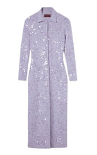 Gucci purple embroidered sequin polo midi dress with long sleeves and button fastening