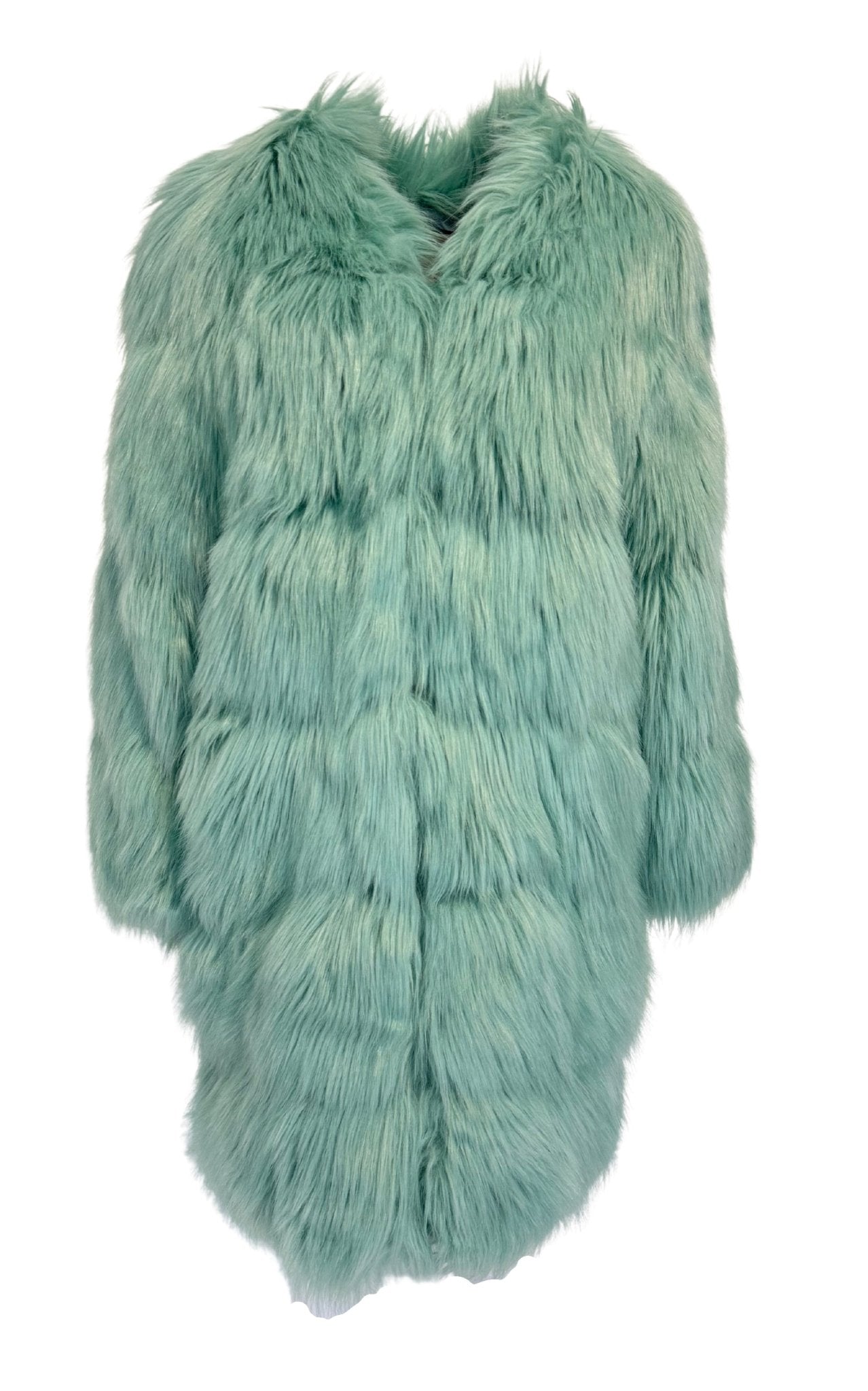 Gucci Faux Fur Coat in Mint, Silk - Lined, Made in Italy - Runway Catalog
