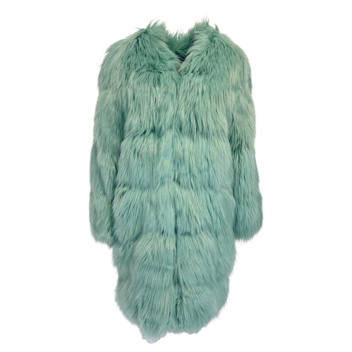 Manteau en fausse fourrure Gucci couleur menthe, doublé de soie, fabriqué en Italie - Catalogue défilé
