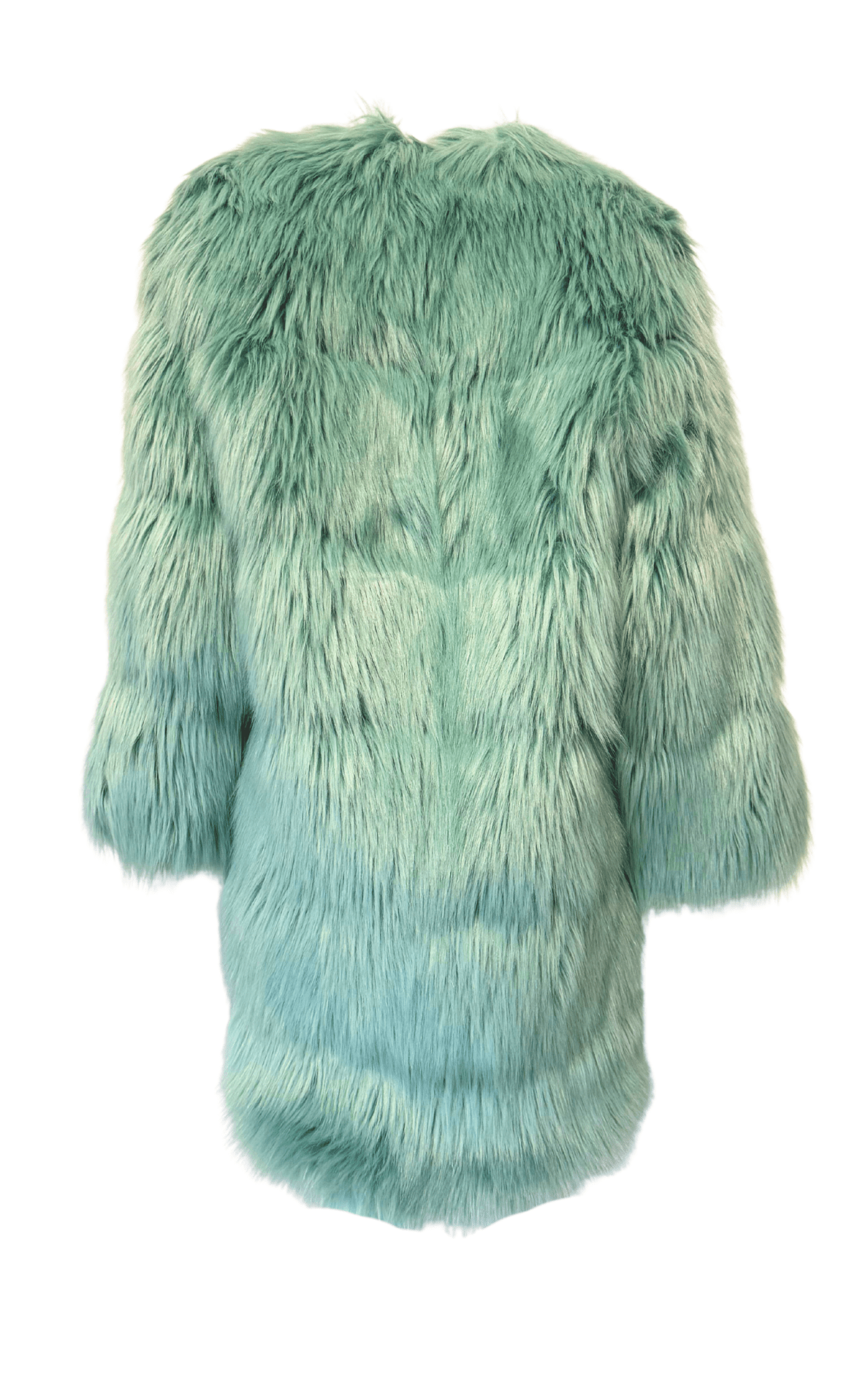Gucci Faux Fur Coat in Mint, Silk - Lined, Made in Italy - Runway Catalog