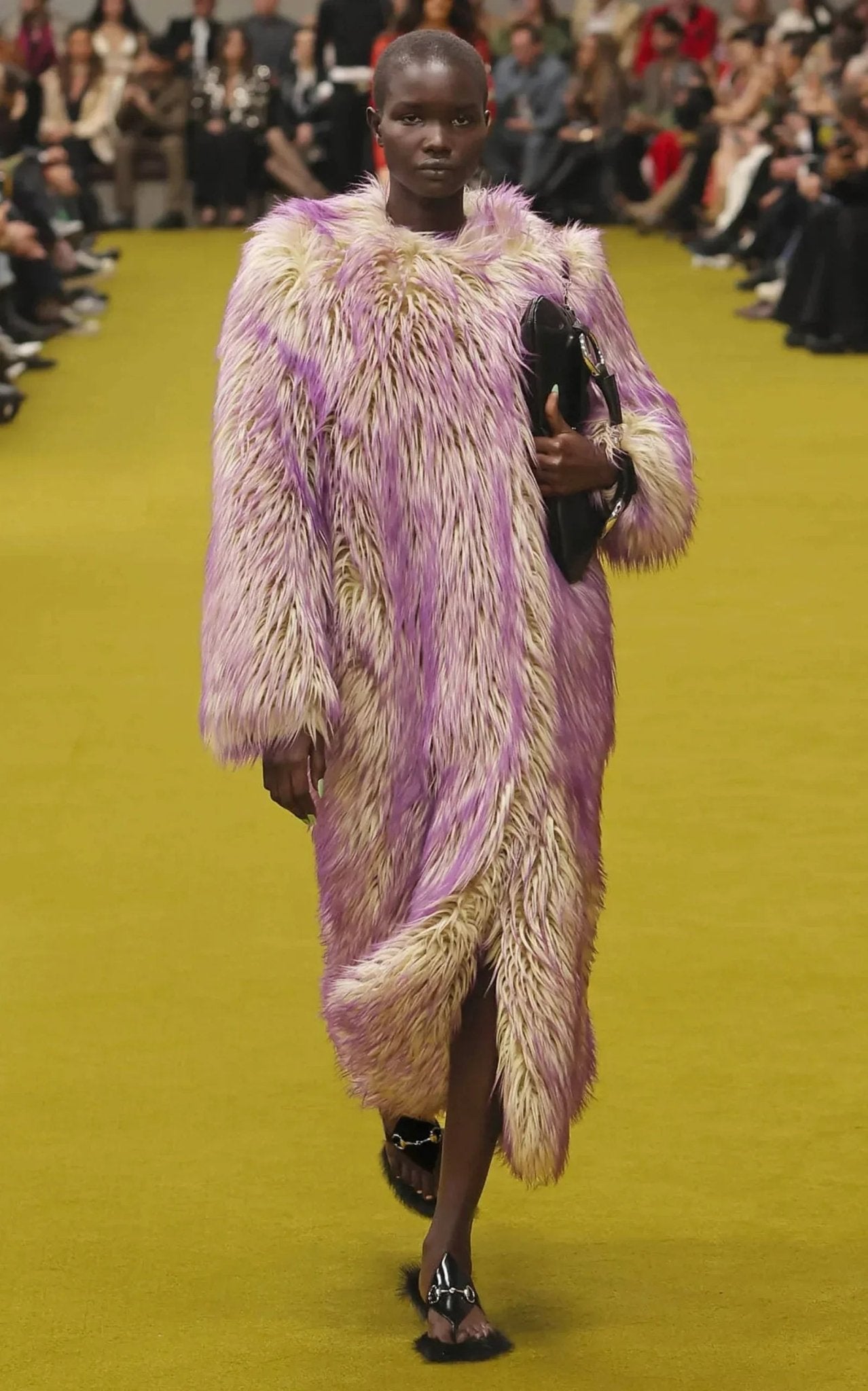 Gucci Faux Fur Coat with Contrast Colored Tips - Runway Catalog