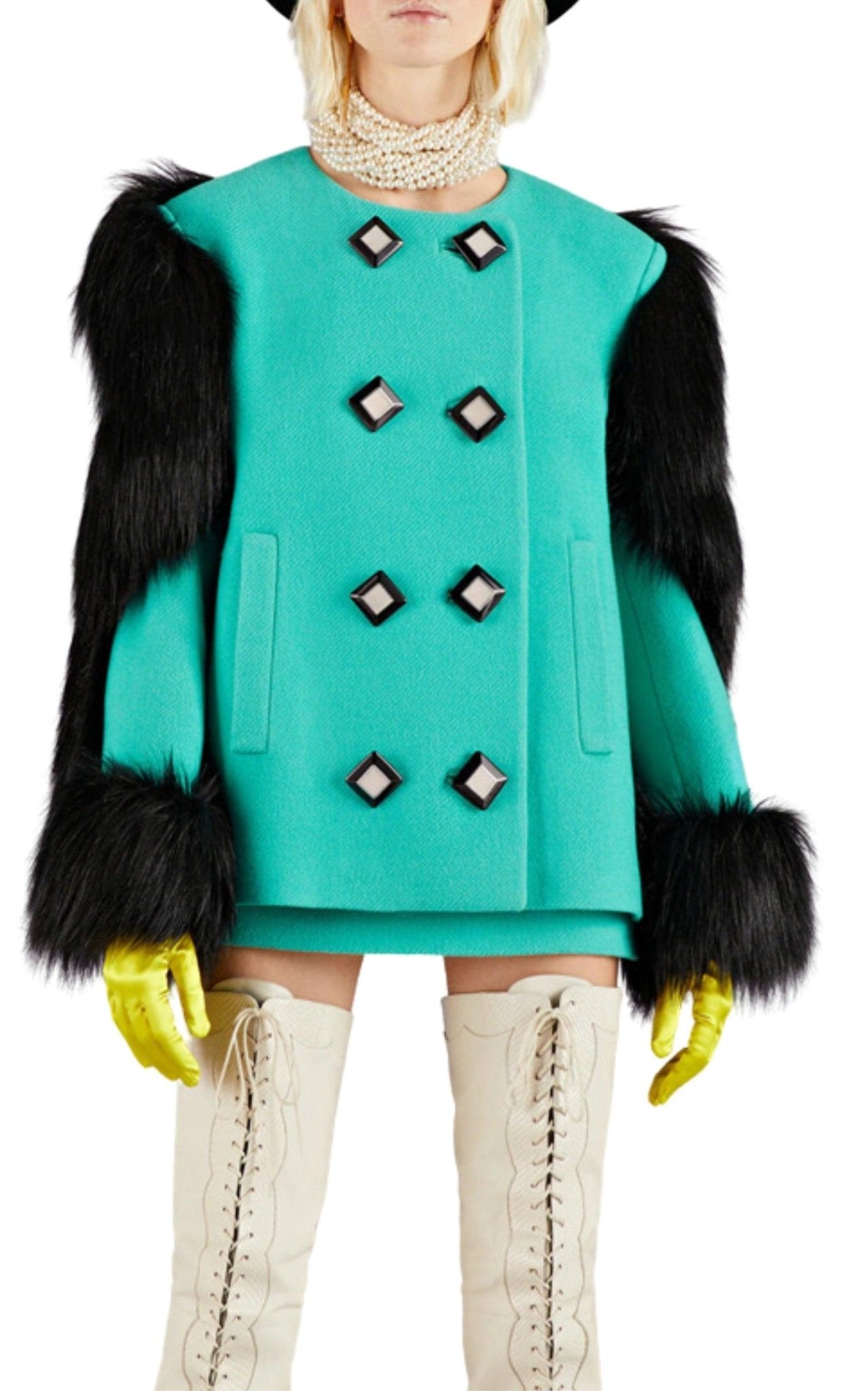 Gucci Faux Fur-trimmed Wool Jacket