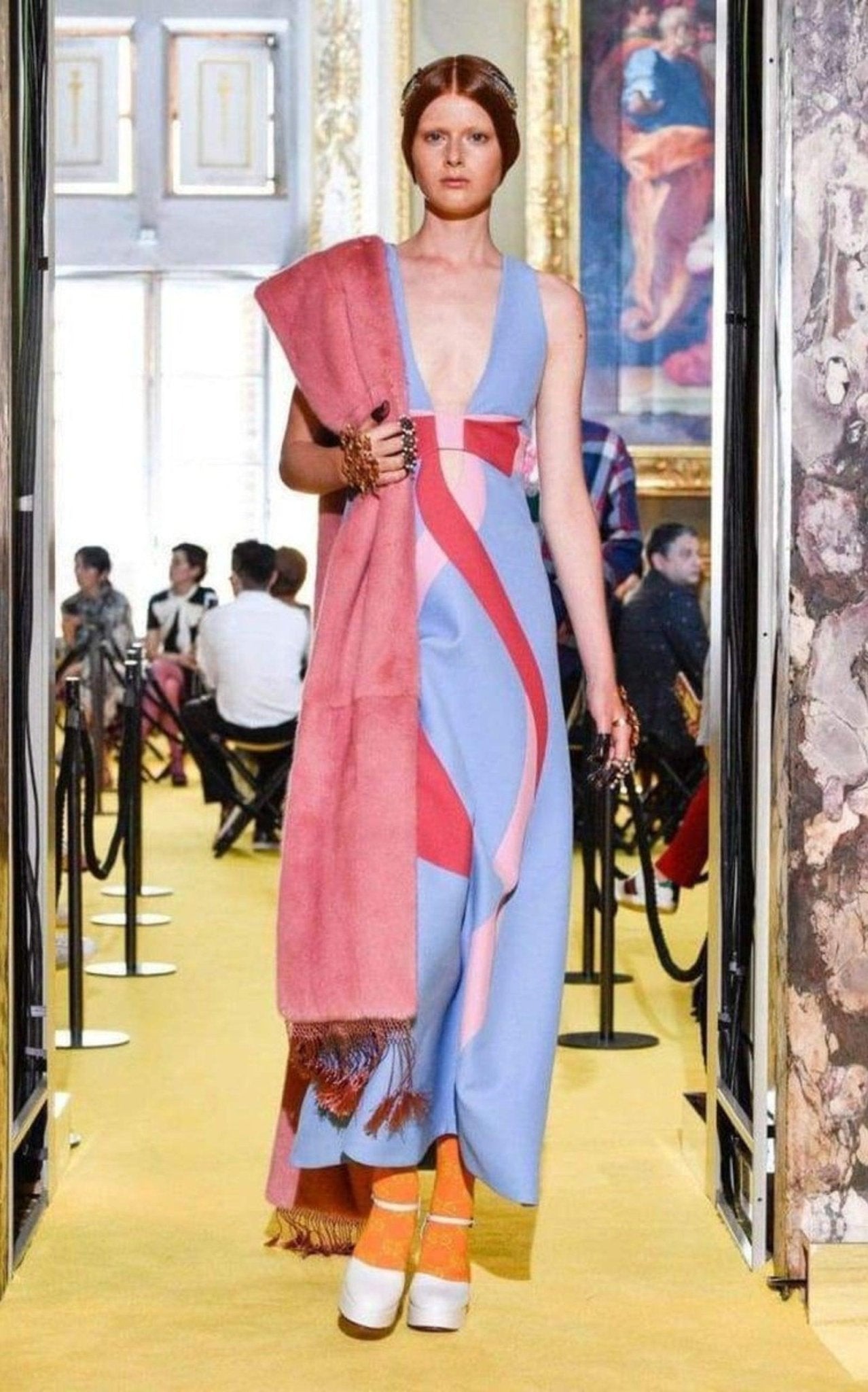 Gucci Floor-Length Bow Detail with V Neck Gown - Runway Catalog