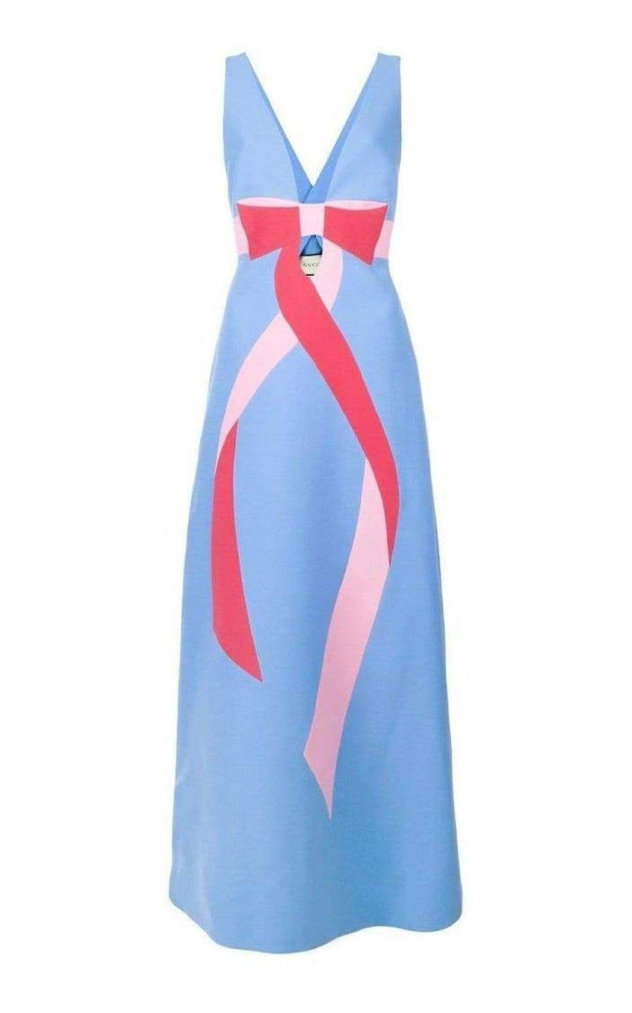 GUCCI リボンドレス Gucci Floor-Length Bow Detail with V Neck Gown - Runway Catalog